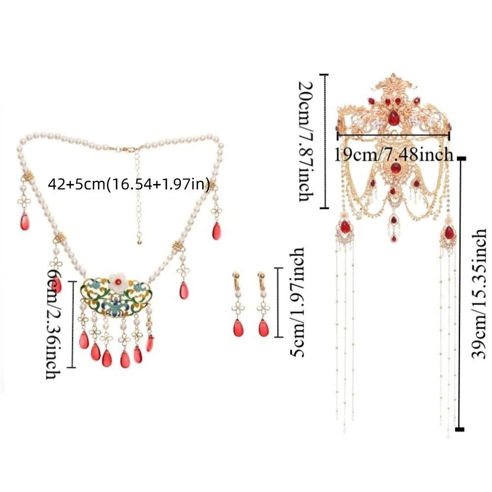 Ethnic Style Pearl Jewelry Set Vintage Tassel Eyebrow Pendant Women Jewelry Suit Wedding