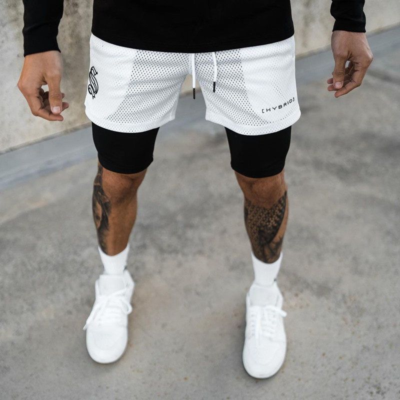 European and American Fashion Brand Men s Quick-Dry Workout Shorts White M