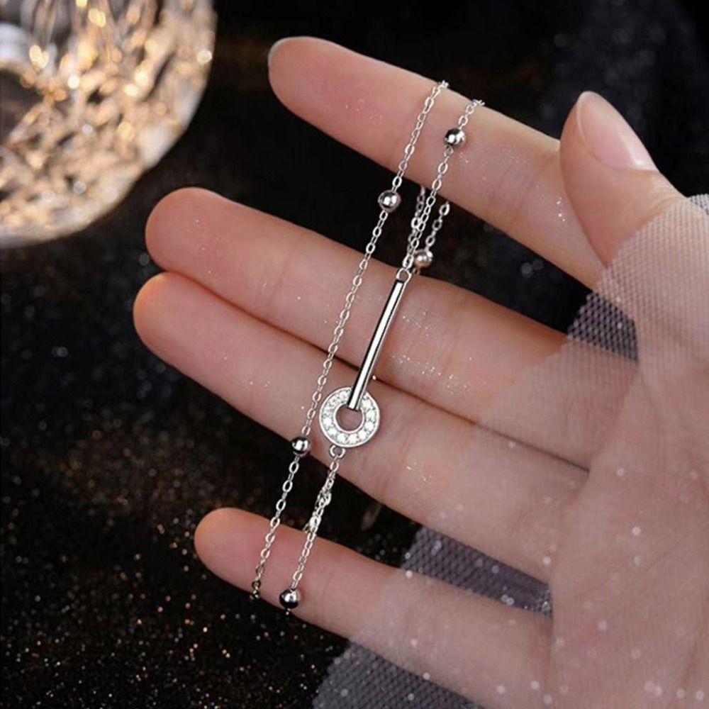 Steel Hollow Heart Women Double Layer Bracelet Fashion Jewelry Hand Chain Korean Style Bracelet