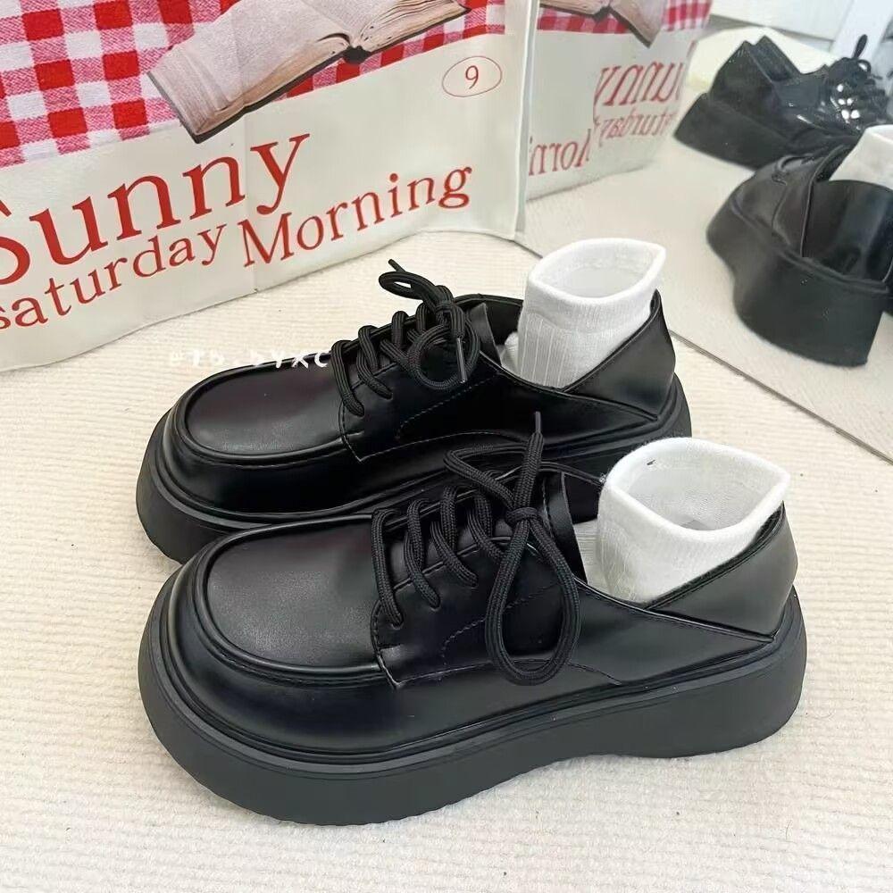 Platform Mary Jane small leather shoes women's British style 2025 spring new Japanese round head thick heel with skirt single shoes
