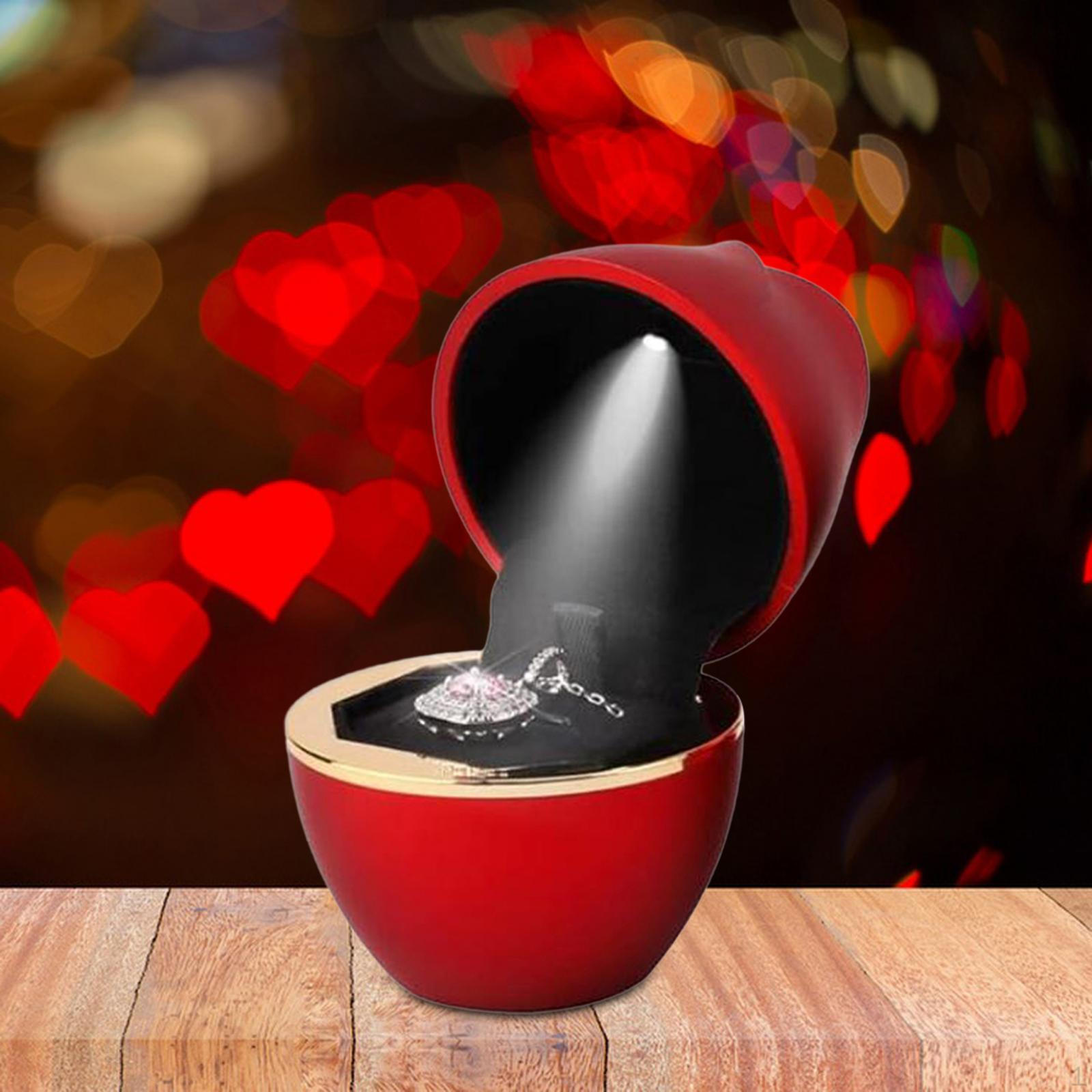 

LED Rose Shape Box Jewelry Creative Necklace Wedding Anniversary Gift Boxes красный