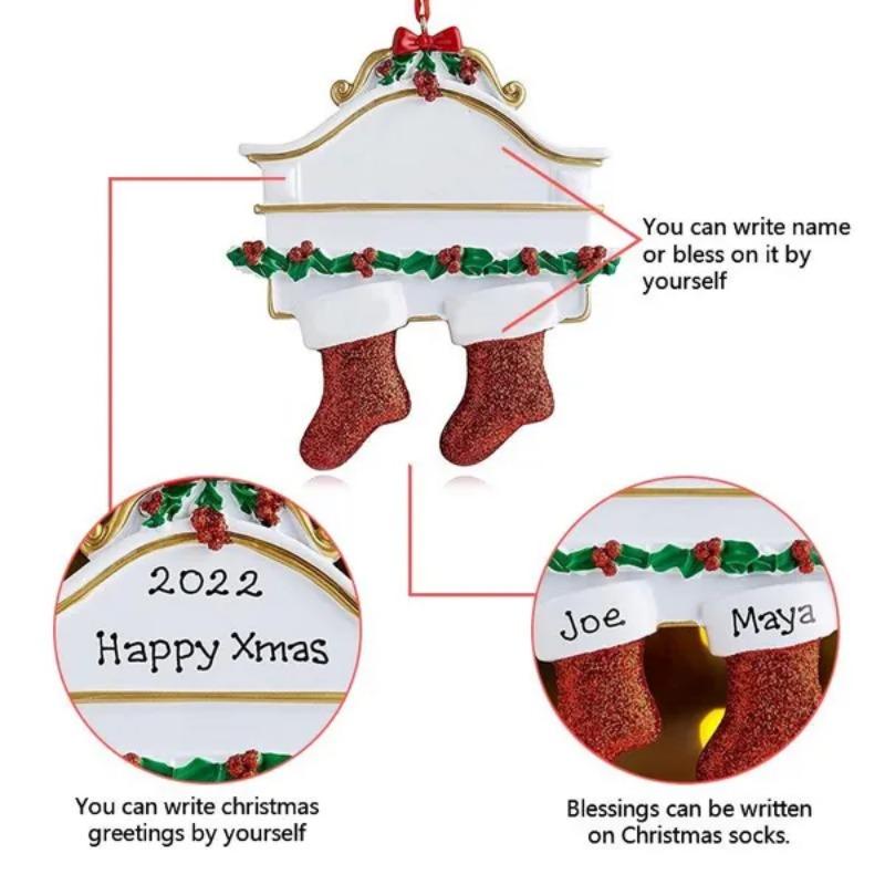 Noel Süsleri Kişiselleştirilmiş Diy Reçine Kolye Noel Çorap Süsler Aile Noel Ağacı Reçine Asılı