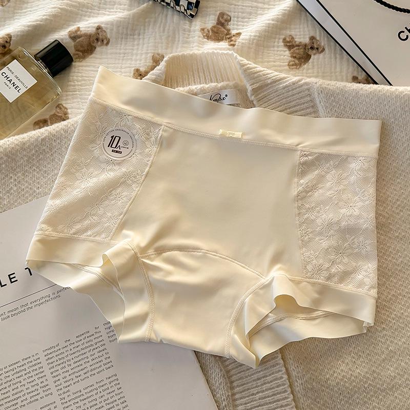 New Ultra-Light Seamless Lace Boyleg Panties with Antibacterial Pure Cotton Mid-Waist Double-Panel Crotch