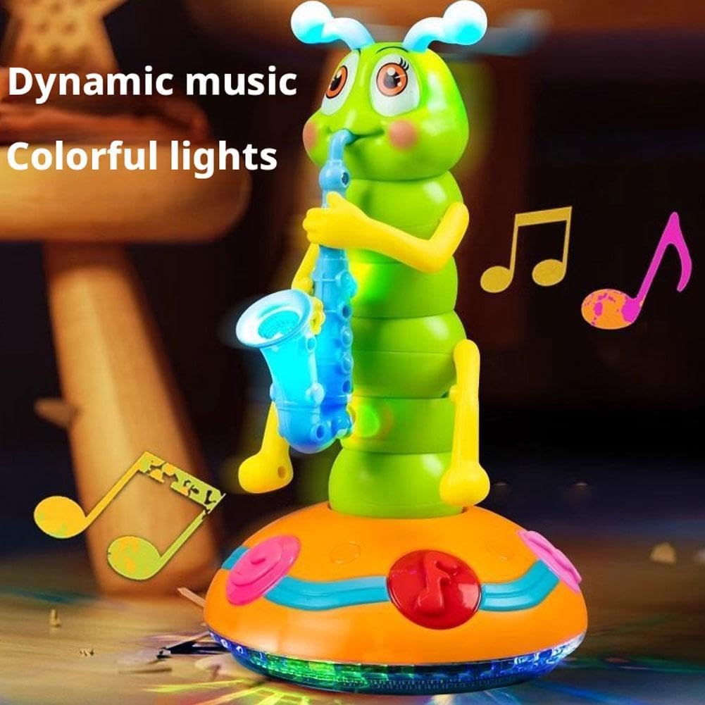 Hudební tančící housenka se saxofonem Hračka LED Světla Zábavná elektrická hudební hračka pro děti Perfektní dárek pro učení a hraní