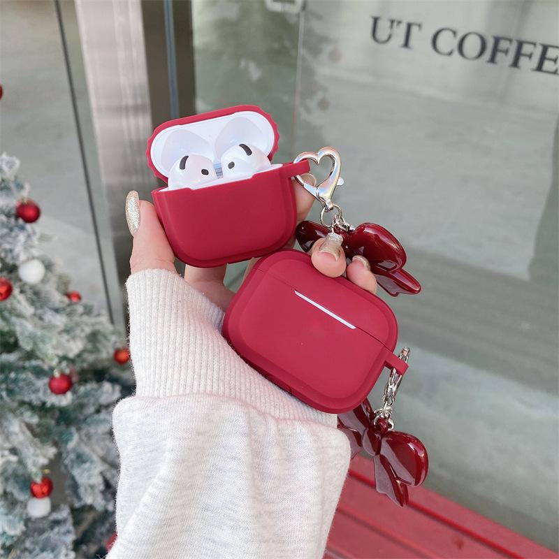 Korean-style solid color bow is suitable for AirPods Pro 1st generation protective cover, 1st generation Pro 1 Apple Bluetooth earphone case