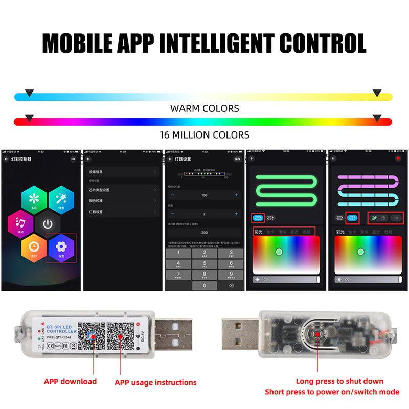 10 in 1 Car LED Acrylic Light Strip RGB Symphony Auto Interior Strip Lights Remote/APP Control Decorative Atmosphere Lamp