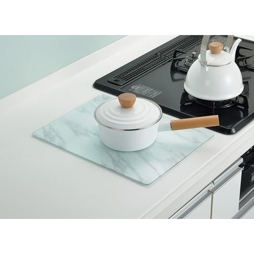 Pearl Metal HB-6930 Tempered Glass Kitchen Plate, Heat-Resistant up to 200C, Can be Used as a Trivet, Cutting Board, Multi-Plate, or Placemat, Slate,