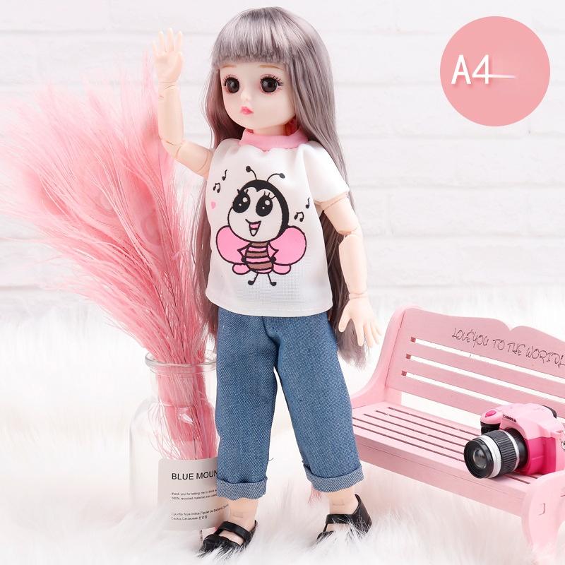 30CM Mini Movable 23Jointed Doll Girls Toy 3D Big Eyes BJD Princess Full Outfits  Dresses  Collection Childrens Doll Gift