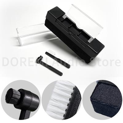 3-in-1 Antistatischer Vinyl-Schallplattenbürsten-Reiniger Staubentferner Samtbürste für Phonograph Plattenspieler LP-Platten-Abspielgerät Reinigungsset
