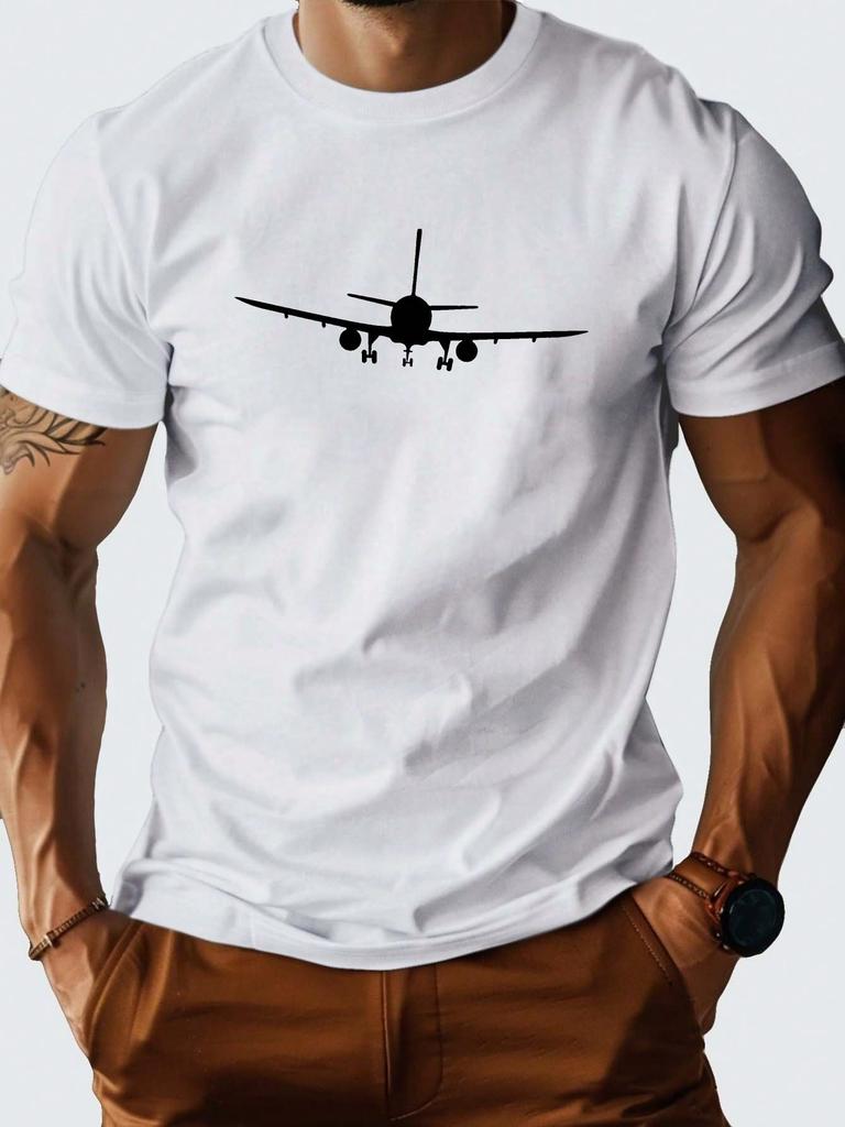 Flight Pure Cotton Mens Tshirt Comfort Fit 00 Cotton Crew Neck Tee With Geometric Pattern Short Sleeves