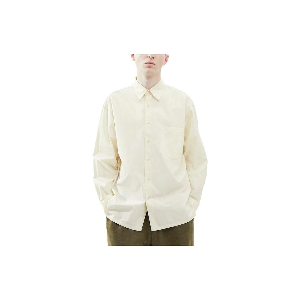 UNIQLO FW23 U Series Solid Color Loose Long Sleeve Shirt Men shirts Light-Beige 461765-30