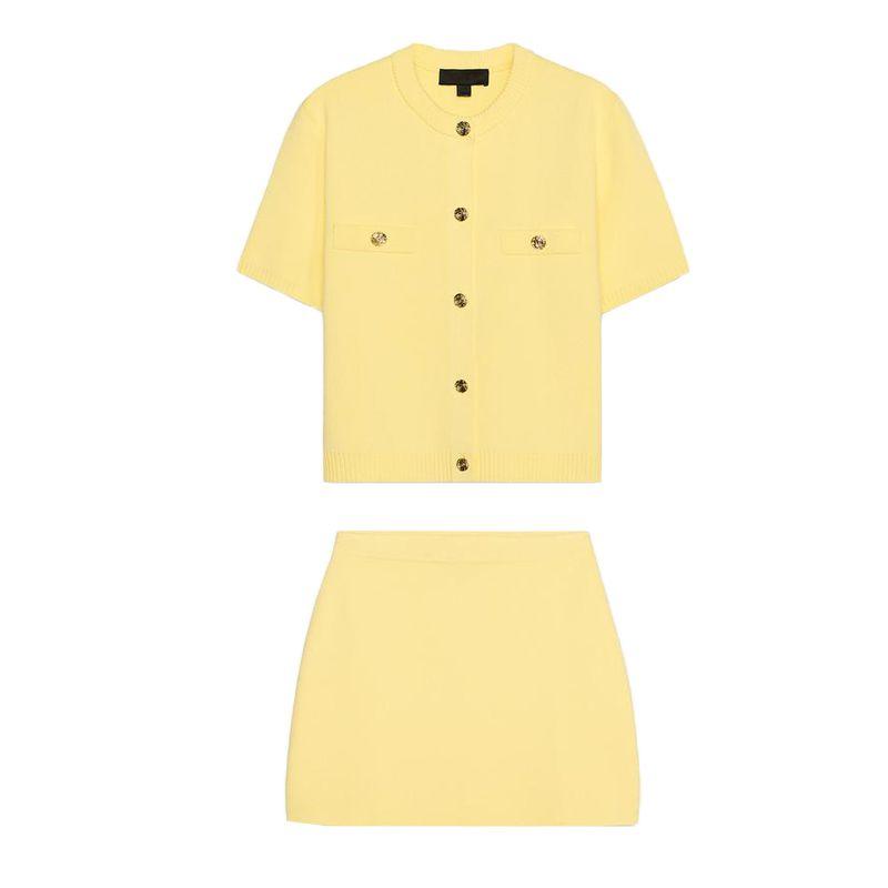 Short Sleeve Minimalist Easiest for Match Knitting Outwear 1822022 Normcore Elegant Mini Skirt 1822023