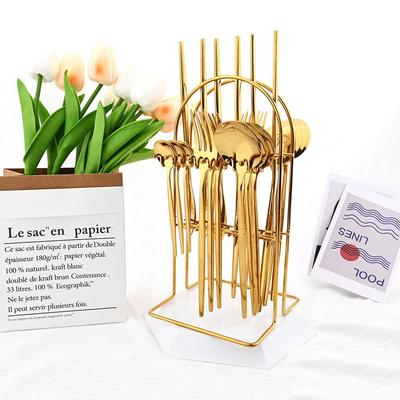 Jankng Altın 24 Adet Batı Yemek Takımı Paslanmaz Çelik Günlük çatal bıçak kaşık seti Bıçak Çatal Kahve Kaşığı sofra seti Depolama Rafı Ile