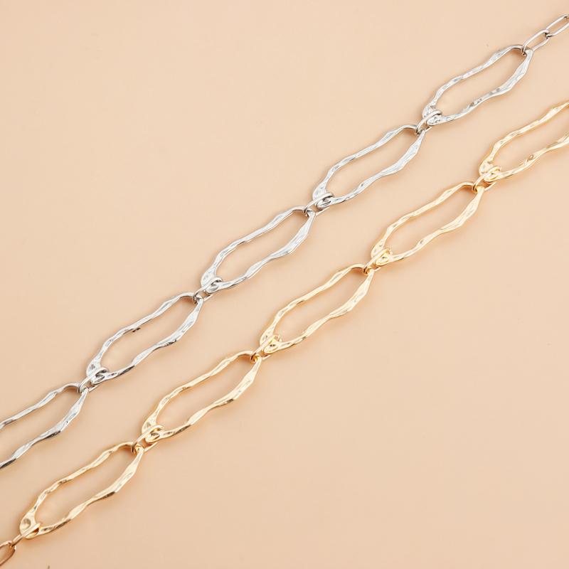 Minimalist Metal Irregular Hammer Pattern Adjustable for Women Fashion Gold Silver Color Oval Geometric Clavicle Chain Jewelry