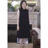 Classic Hepburn Black Dress! Female Lapel Rhinestone Portable Air Cotton Sleeveless Dress Fall and Winter