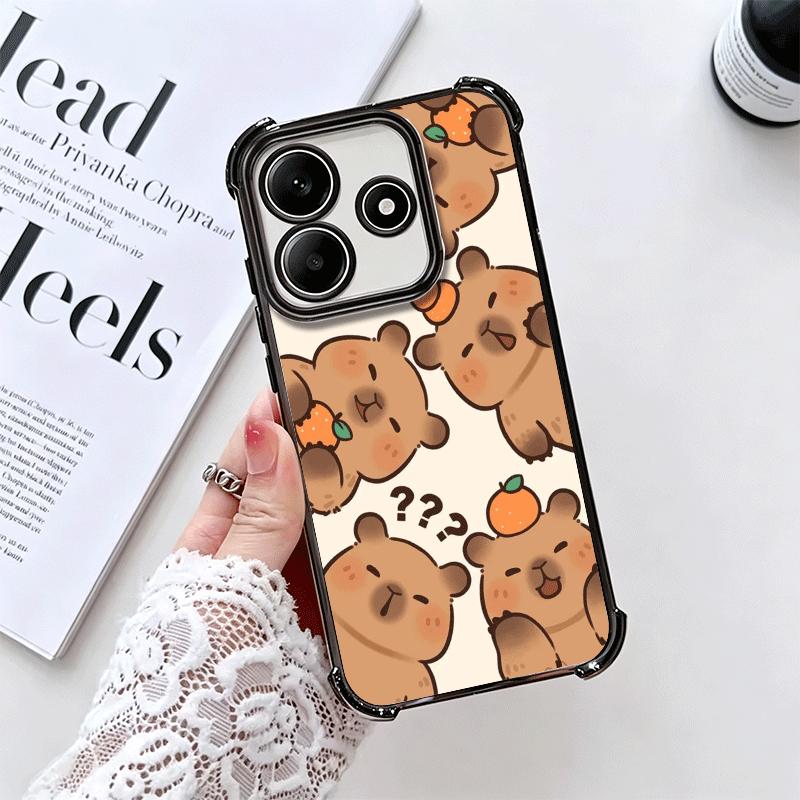 Funny Capybara Cartoon Cute Plating Phone Case For Xiaomi Redmi Note 14 15 Pro Plus 13 12 11 11S 11T 10 9S 9 5G Anti-Fall Airaba