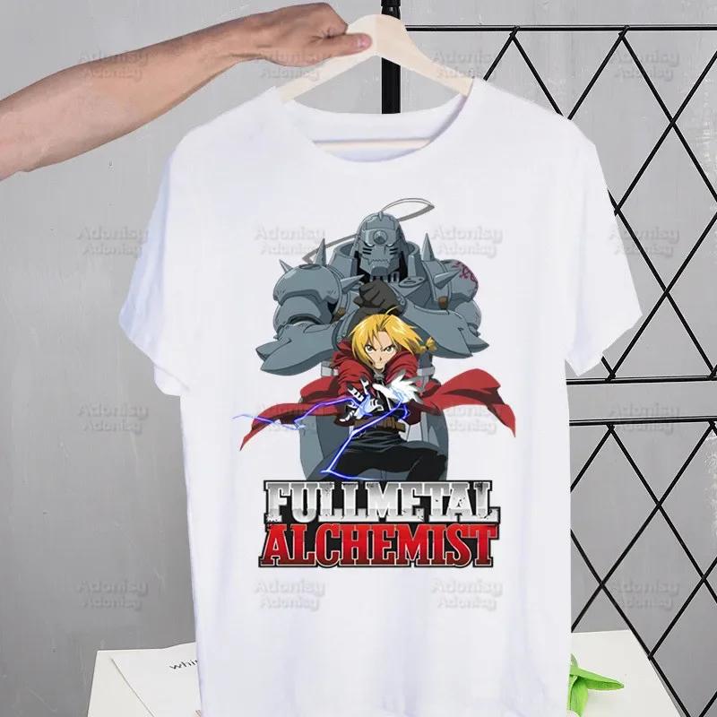 Fullmetal Alchemist Men's Tshirt Cute Printing Shirt Mens Fashion Anime Edward Elric T-Shirt For Men Casual Tops Short Sleeve