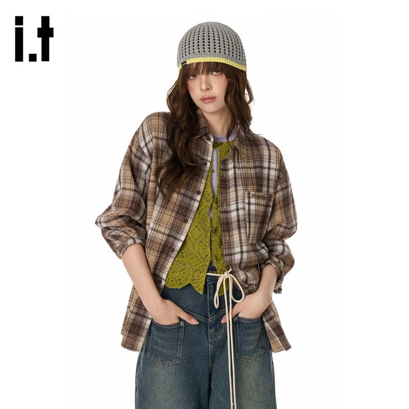 GROUND ZERO Unisex Plaid Color-Block Long Sleeve Shirt