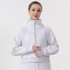 LULU Damen Kapuzenpullover mit hohem Kragen und halbem Reißverschluss aus Scuba-Stoff - Lockerer Schnitt, Mit Samt gefüttert, Langarm Sportjacke