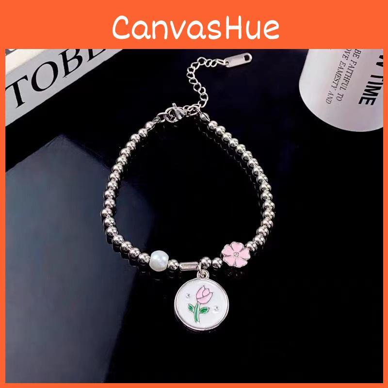 Pink Tulip Elegant Flower Bracelet For Women Highend Geometric Design Summer 2024