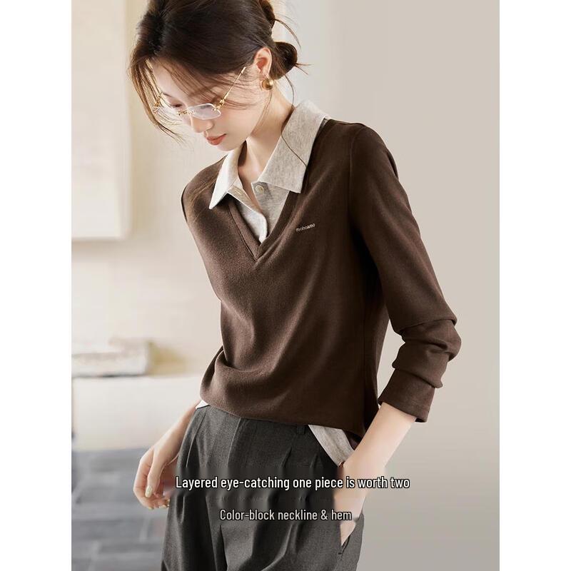 Women's Retro Melard Colorblock Patchwork Shirt