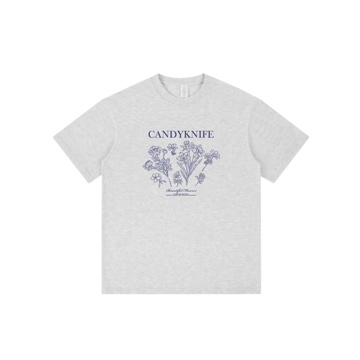 

Корейская минималистичная женская хлопковая футболка с принтом розы – Повседневная, свободная, с коротким рукавом S хизер серый