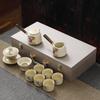 Beige Ru Ware Kung Fu Tea Set: Enamel Guochao Chinese Style Full Ceramic Set for Home and Gifts