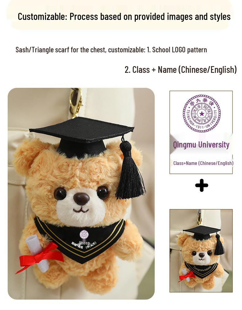 Graduation Bear Plush Toy with Doctoral Hat - Perfect Commemorative Gift for Graduation Season
