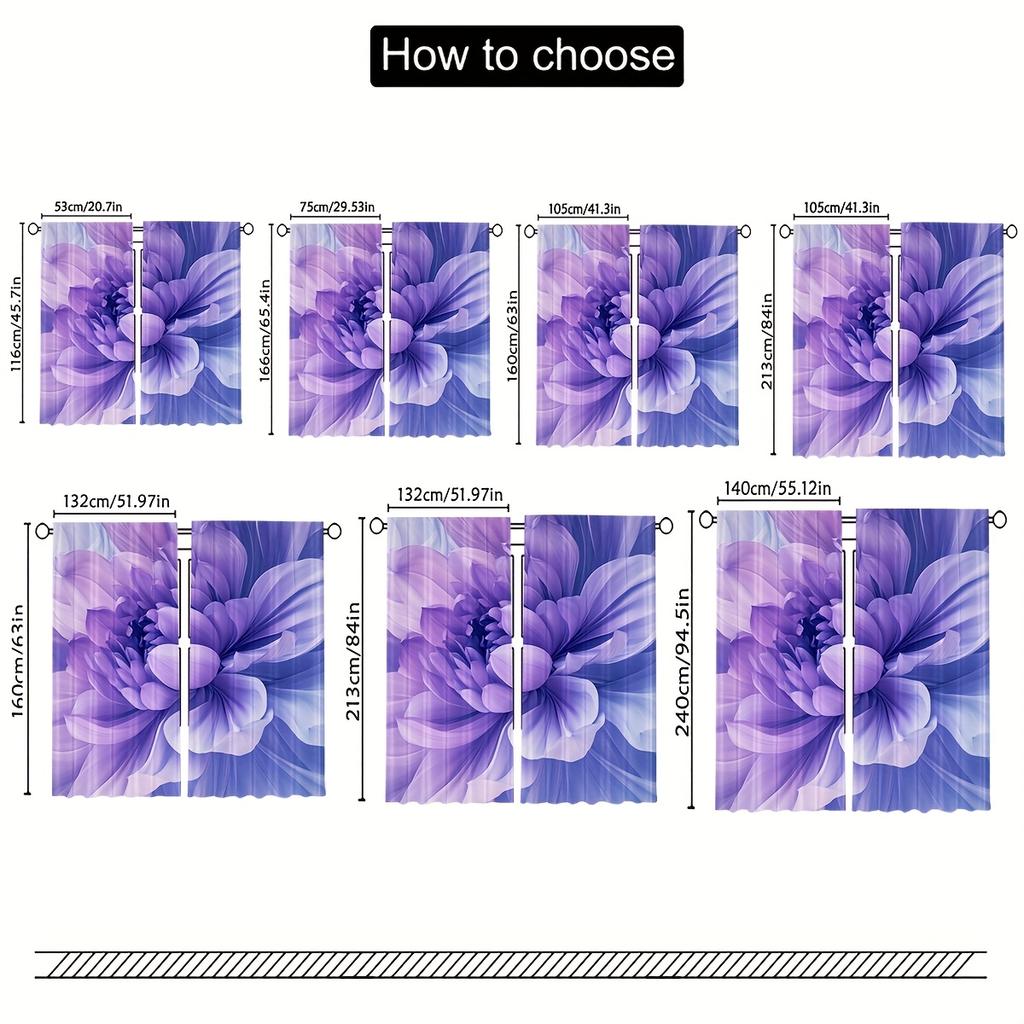 Set Of 2 Elegant Curtains Soft Lilac Grey Abstract Floral Design Exuding Tranquil Atmosphere Sheen Fine Detailing Curtain Polyester