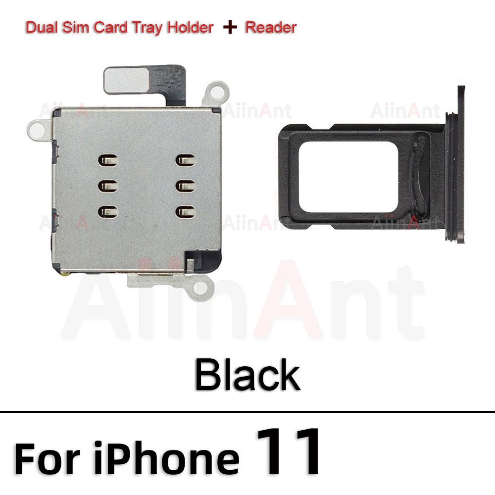 AiinAnt Double Dual Sim Card Reader Holder Adapter Connector Flex Cable For iPhone XR 11 12 13 Pro Max Phone Parts