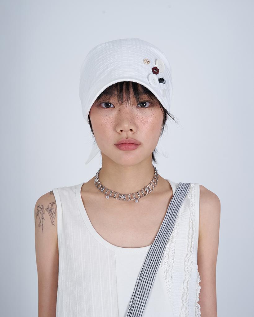 SIO Button Scarf Cap [White]
