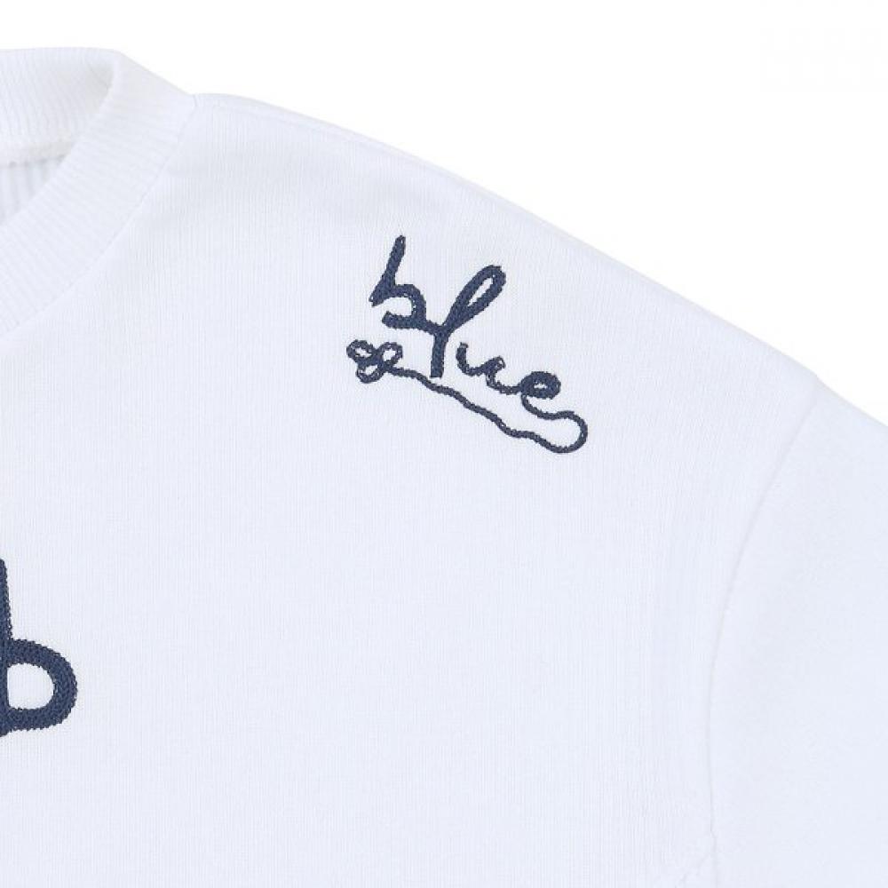 Bluetail Unisex Line Cut White Crop Sweatshirt Aza2ts02wt