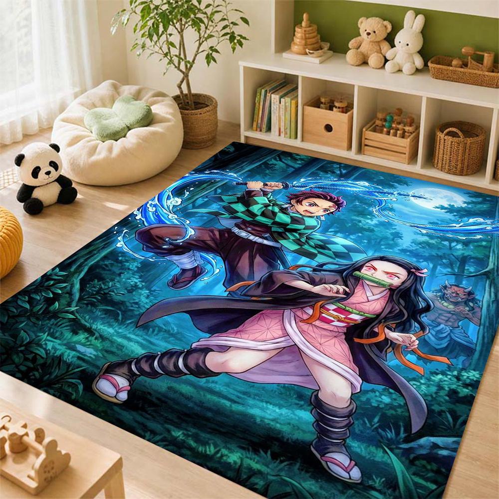 Demon Slayer Swordsmen Trio Patterned Rug Durable Easyclean Carpet For Bedroom Study Home Party Decor Birthday Gift