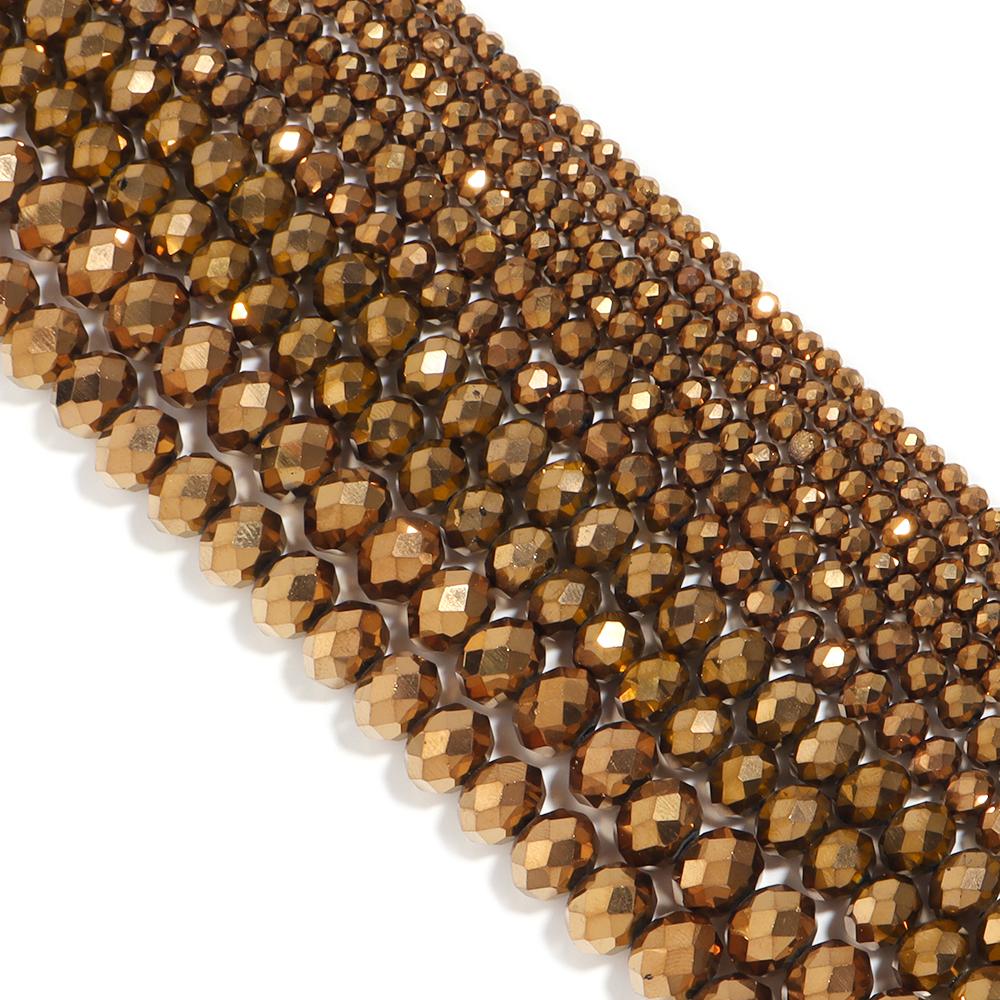 1 Strand 3 4 6 8 10mm Rondelle Faceted Crystal Beads Brown Glass Loose Beads For DIY Jewelry Making Necklace Bracelets Supplies