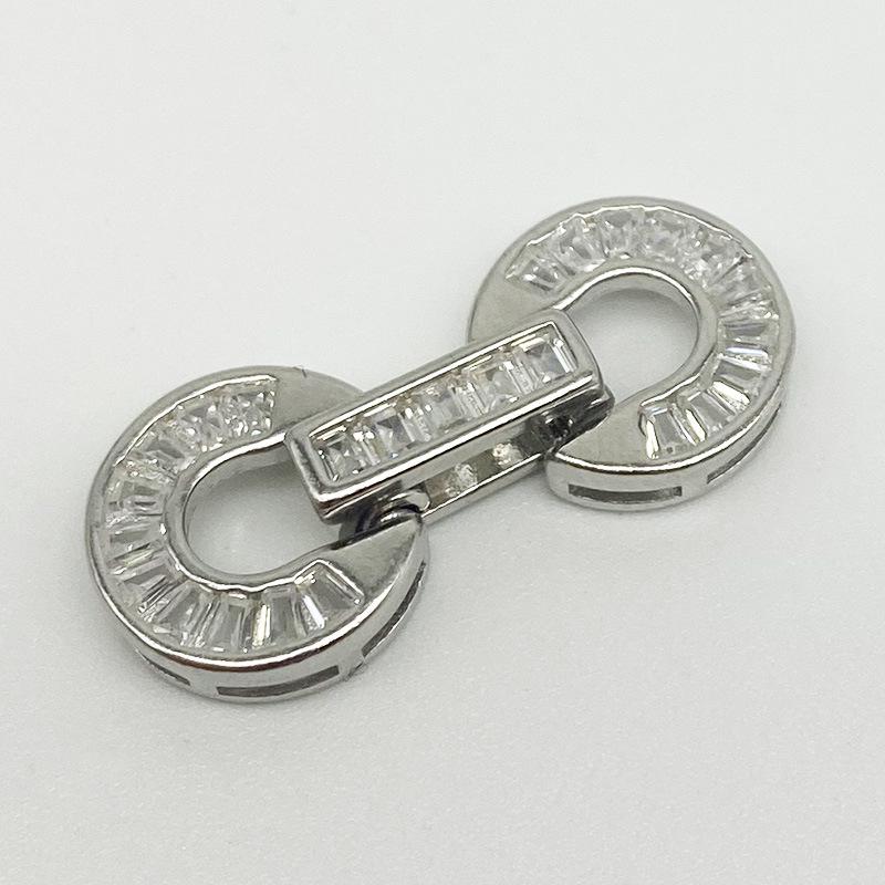 Yansheng S925 Sterling Silver Diamond-Inlaid Universal Double Ring Clasp for DIY Necklace and Bracelet Connector S925 Sterling Silver