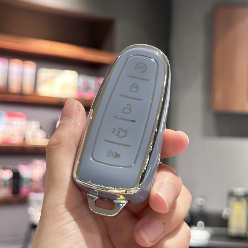 Key Fob Cover with Keyring Keychain Lanyard for Ford Edge Focus Flex Explorer Taurus Lincoln MKS MKT MKX