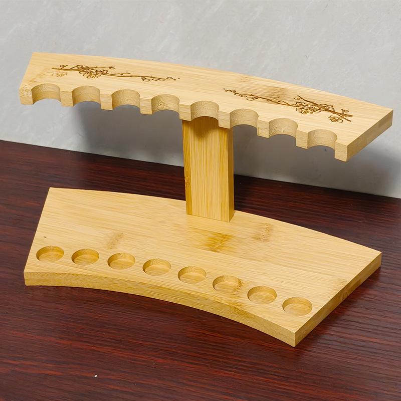 Exquisite Dark Brown Bamboo Incense Holder & Tube Display for Agarwood Sticks