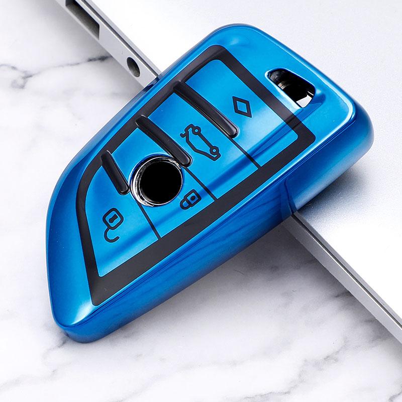 

For X1 X3 X5 X6 X7 1 3 5 6 7 Series G20 G30 G11 F15 F16 G01 G02 F48 Smart TPU Soft key Case Shell Cover Protector Holder heijiao-blue