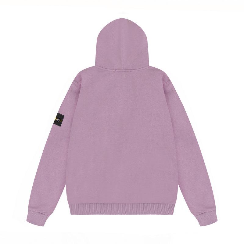 STONE Classic Solid Color Hooded Long-Sleeve Unisex Jacket with Badge – Trendy Island Style for Couples