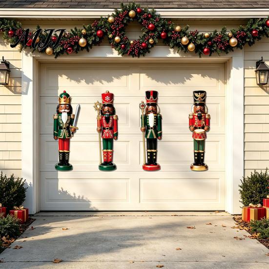 Holiday Party Magnets 4Pcs Christmas Nutcracker Magnetic Decoration for Garage Door, Festive Vintage Soldier Fridge Magnet, Waterproof Dcor