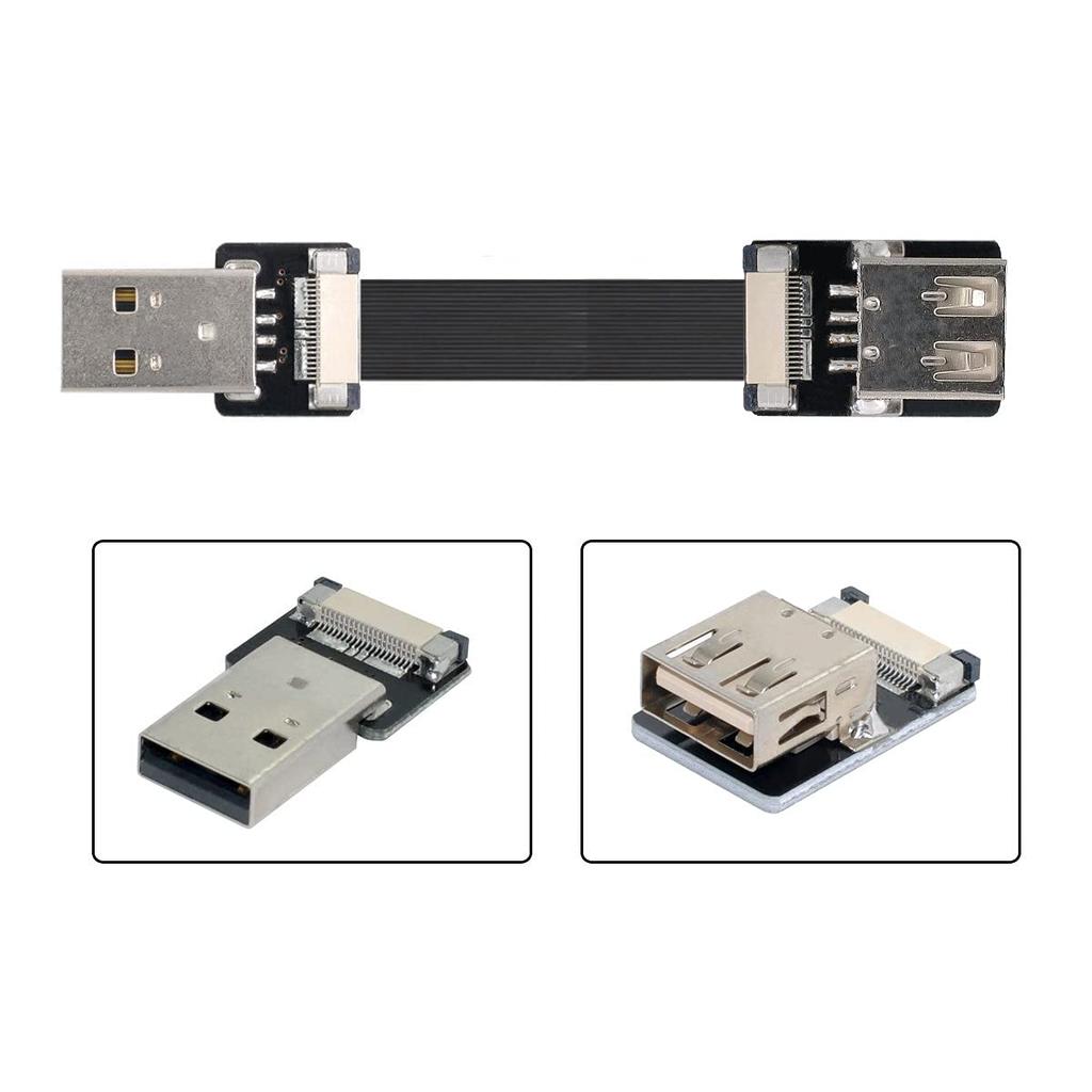 Cablecc USB Male to Female Extended Data Flat Slim FPC 200CM for and Printers 2.0 Type-A Cable, FPV, Disks, Scanners,