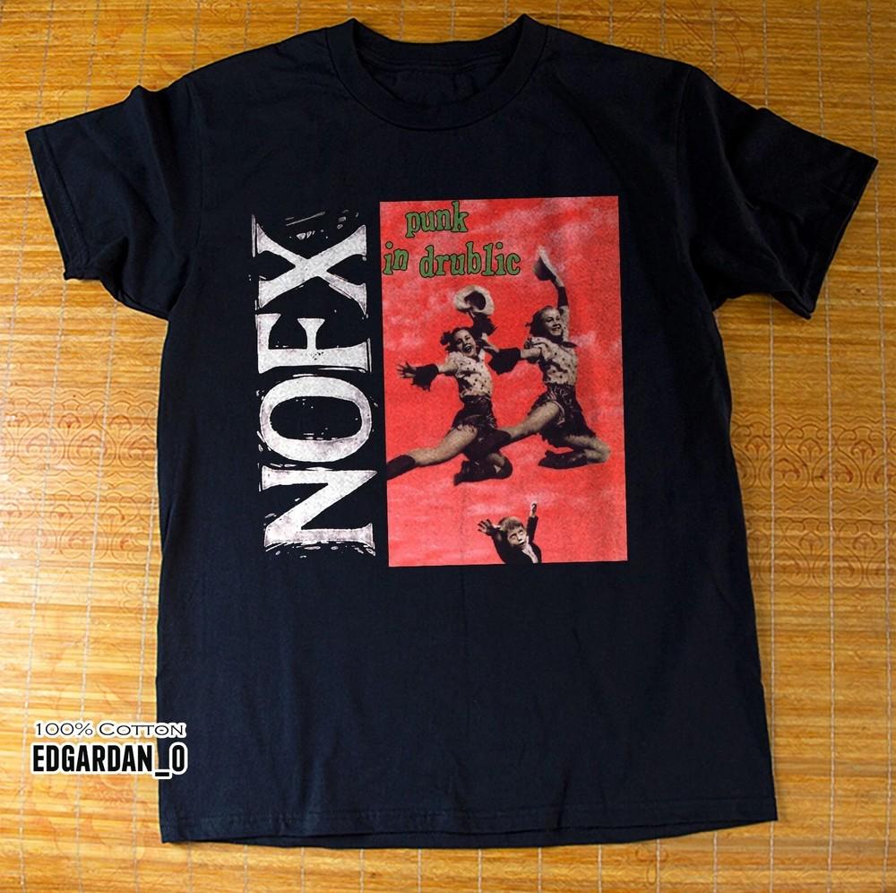 HOT! Nofx Punk in Drublic Album 1994 Punk Rock Band Black T-shirt Size S-5XL Unisex T-Shirt S