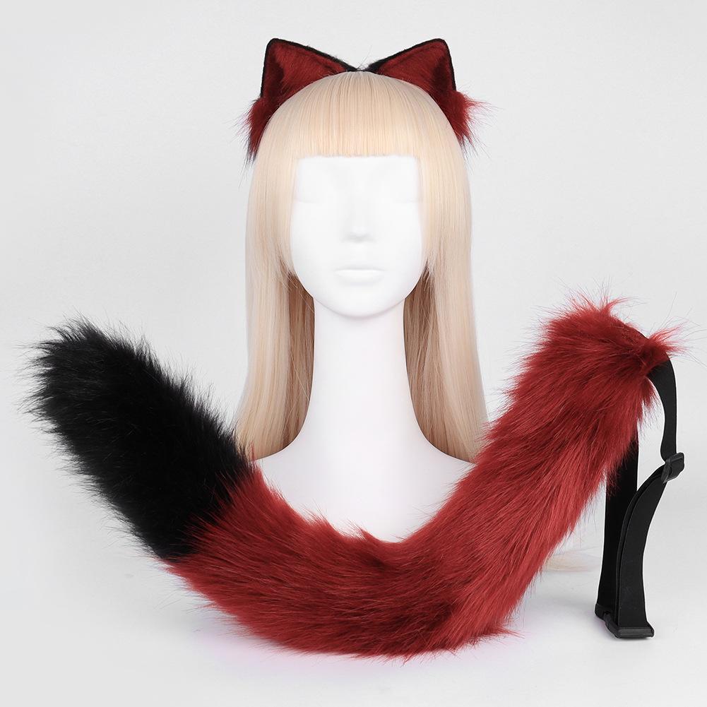 Plush Simulation Cat Ears Cat Tail Cosplay Cat Set Handmade Animal Ears Headband Tail Comic Show Accessories