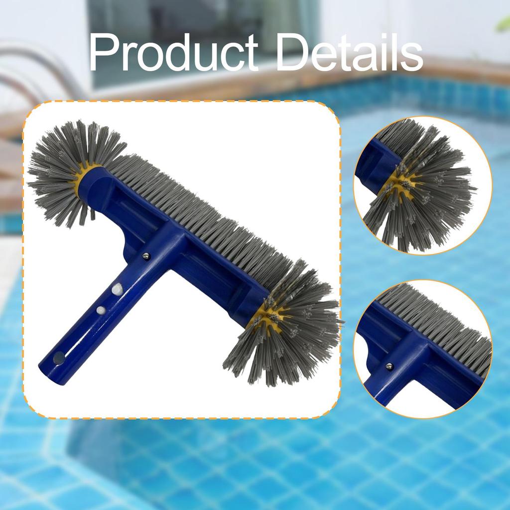 Pool Scrub Brush with Portable Round Tips Easy To Use 13'' Nylon Bristles