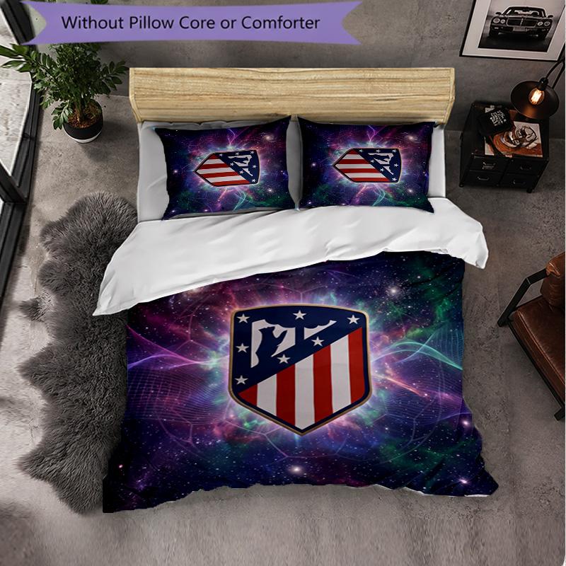 Set Lenzuola Atletico Madrid Modello 3 Pezzi Morbida Copripiumino in Microfibra con Federe per Camera da Letto