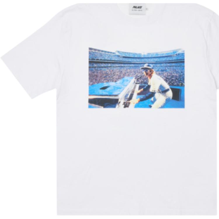 Palace x Elton John Dodger Stadium Print Crew Neck T-Shirt Unisex Tops White RN150137