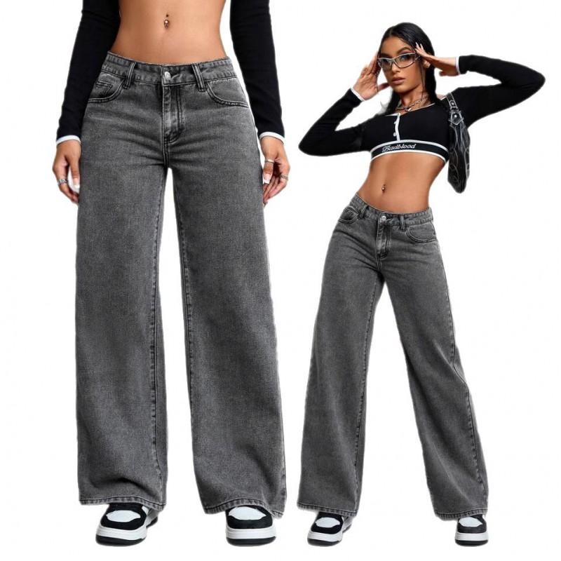 High Waist Flared Jeans Women Wide Leg Loose Fit Denim Pants Street Style 2025