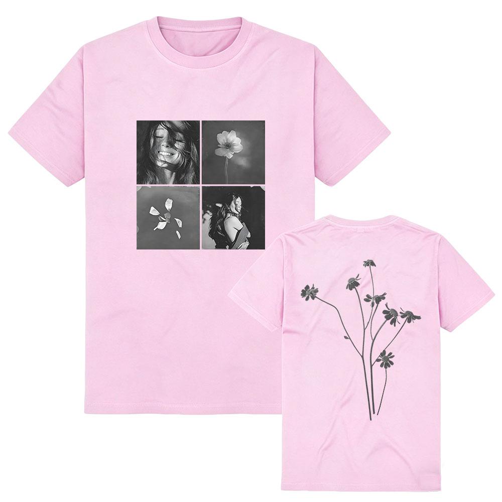 Bunny Petal Tile Photo T-Shirt Ariana Grande Singer Design Tshirts Short Sleeve Cotton Soft Tees Women Men Clothes Graphic Merch