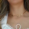 MamacitaSlay Minimalist Creative Design Zircon Flat Snake Choker Necklaces 18K Gold Plated Stainless Steel Waterproof Necklaces