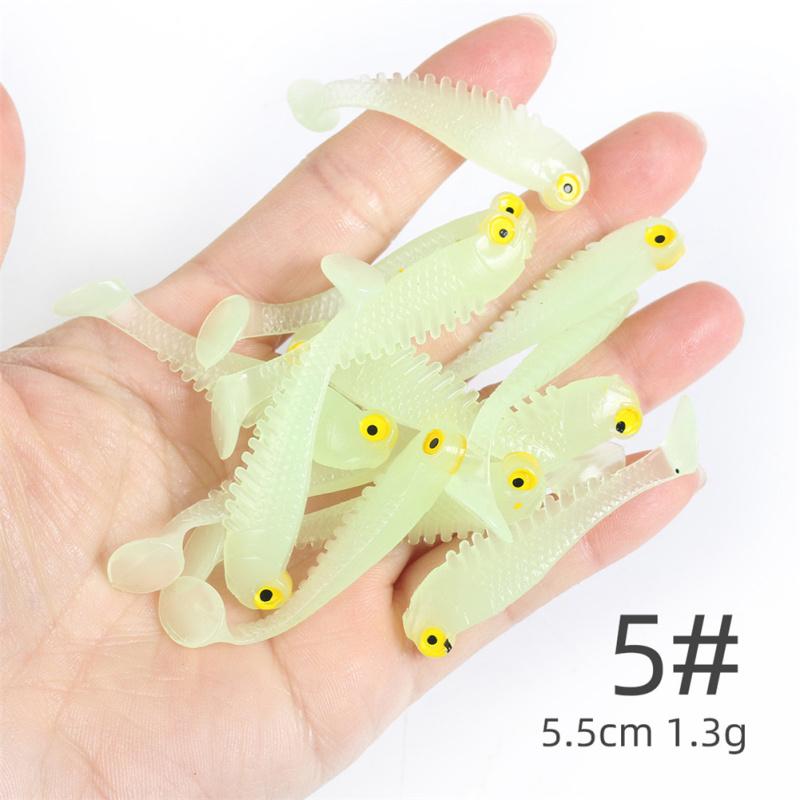 10pcs/pack Silicone Fishing  Bait Fishing Lure Set 5.5cm1.5g T-tail Soft Bait